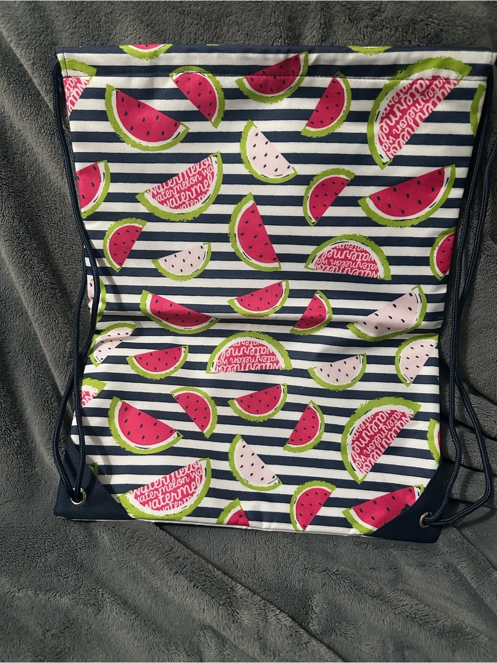 Thirty-One Striped Watermelon Print Drawstring Backpack - NWOT